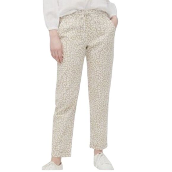 J. Crew Factory Leopard Print Drawstring Elastic Waist Crop Pants New Size 12